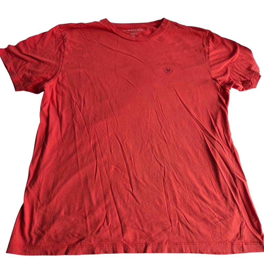 Ariat Buckle Exclusive Mens XL Red Graphic T-Shirt Short Sleeve Western Logo Tee